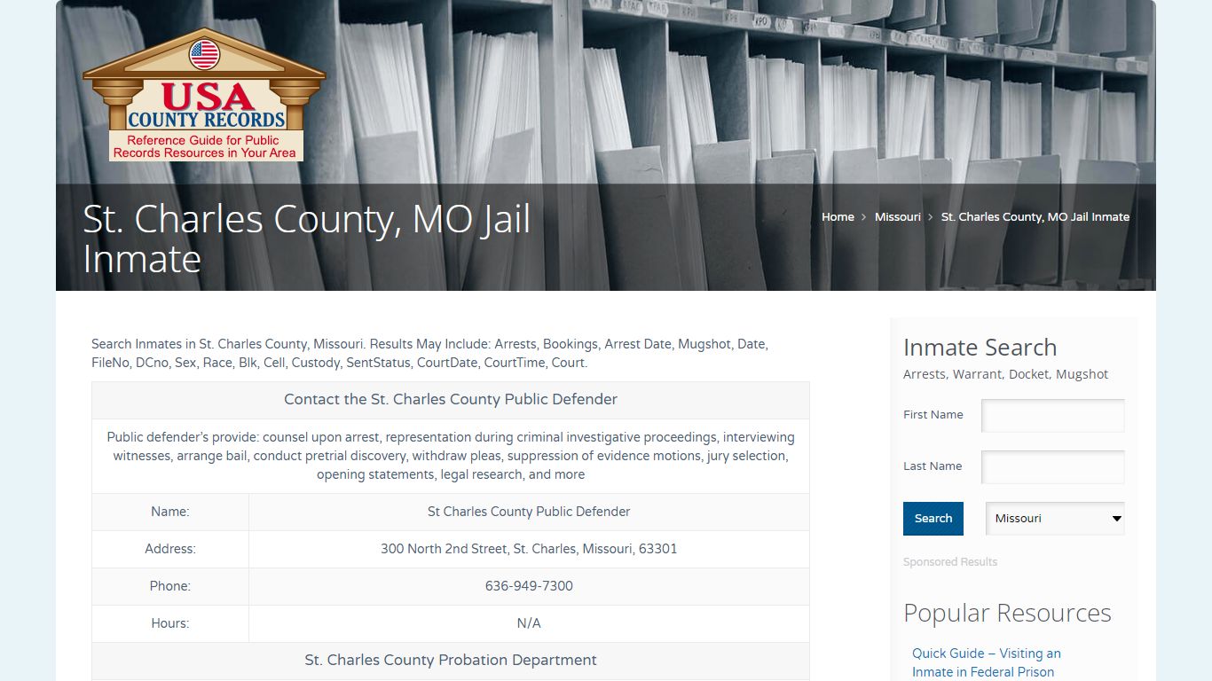St. Charles County, MO Jail Inmate | Name Search